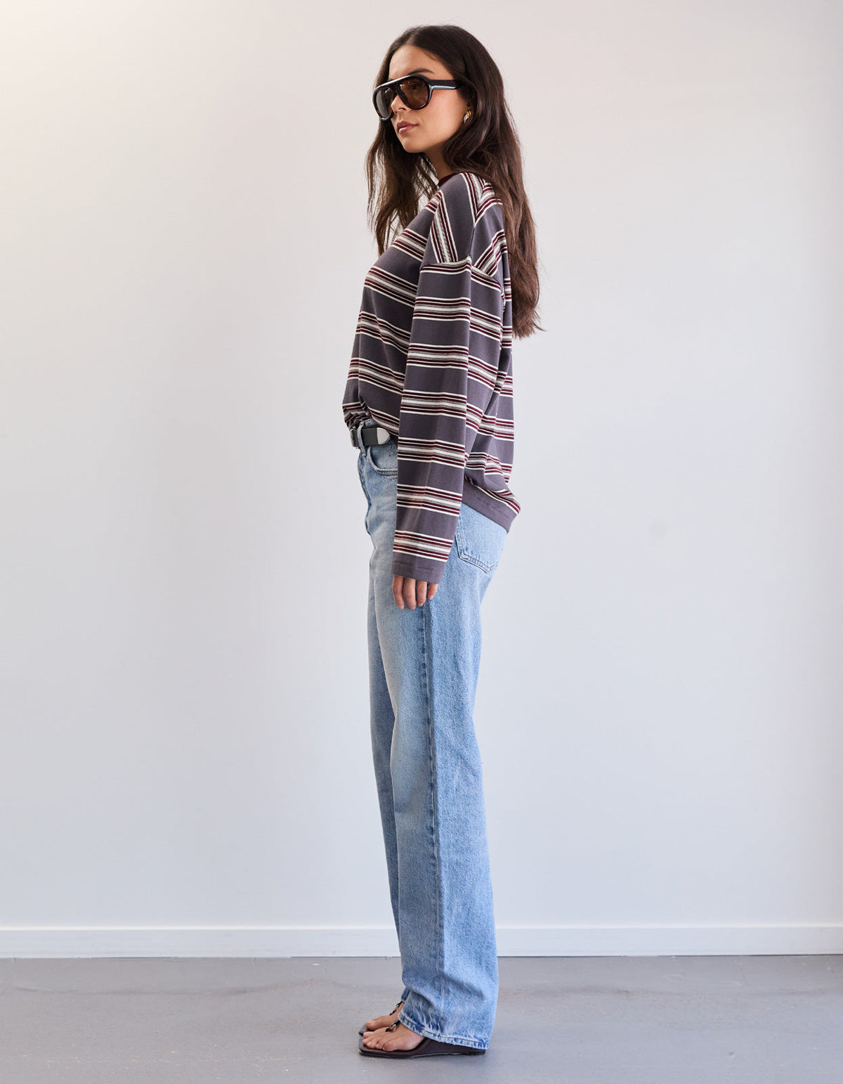 Bonnie L/S Stripe Tee - Dove Stripe
