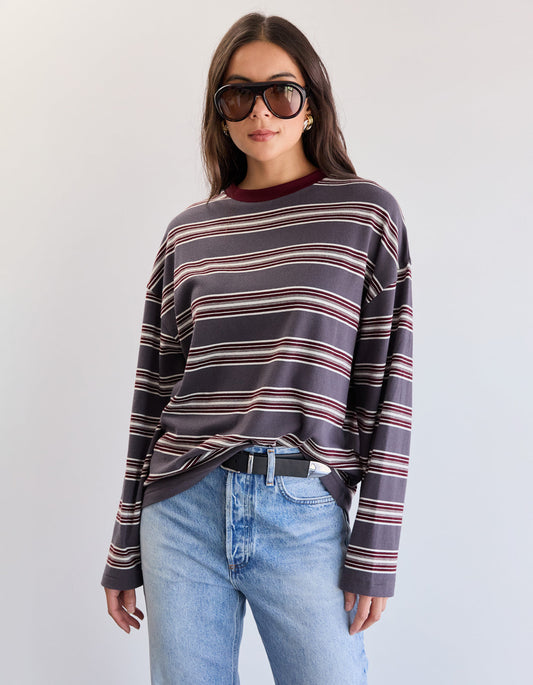Bonnie L/S Stripe Tee - Dove Stripe