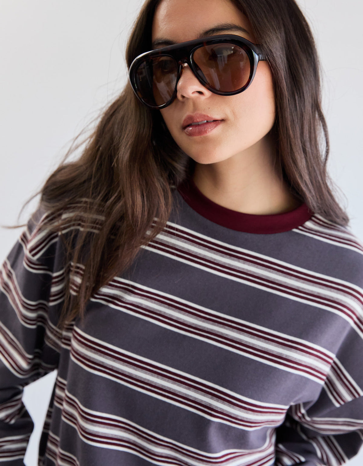 Bonnie L/S Stripe Tee - Dove Stripe
