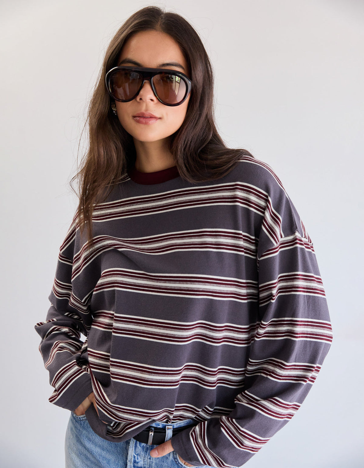 Bonnie L/S Stripe Tee - Dove Stripe
