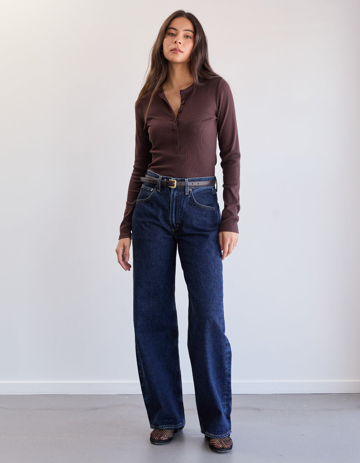 Ellery Henley Top - Choc