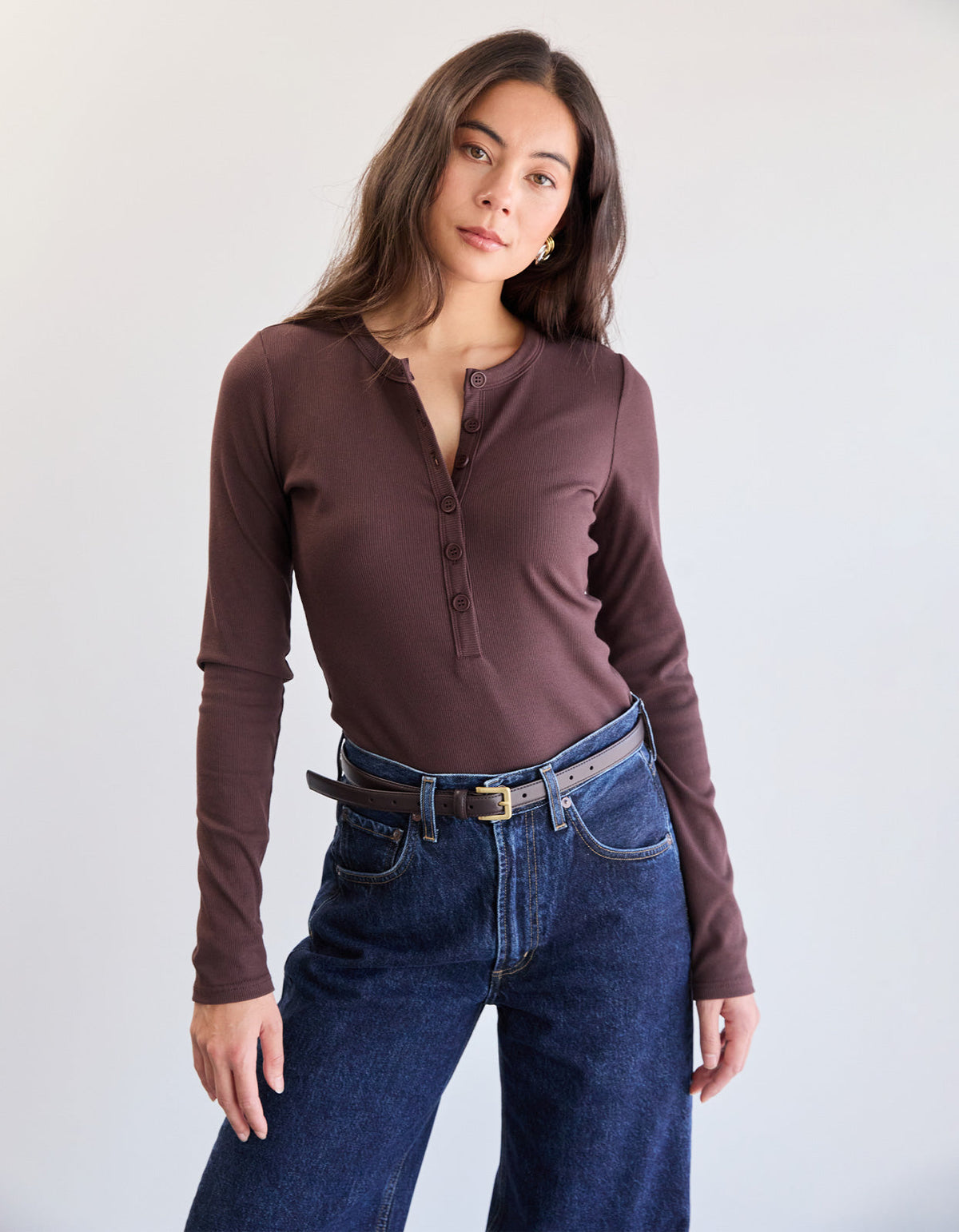 Ellery Henley Top - Choc