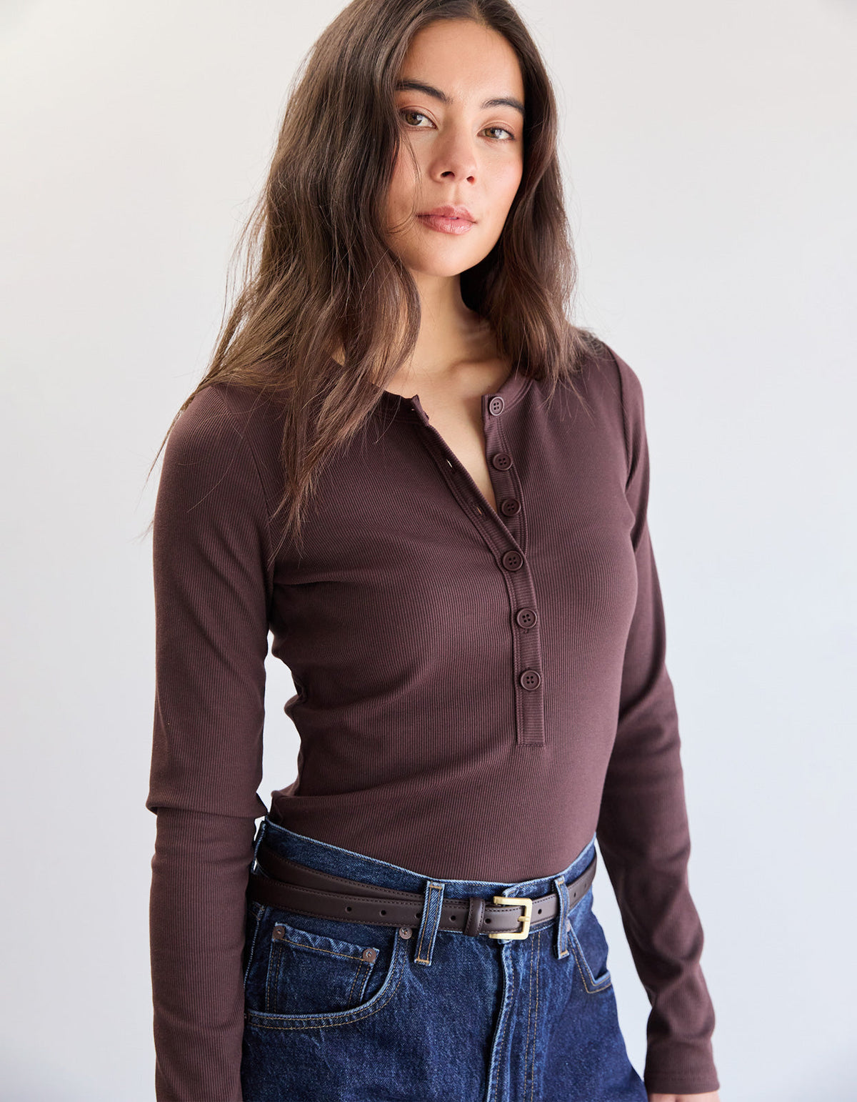 Ellery Henley Top - Choc