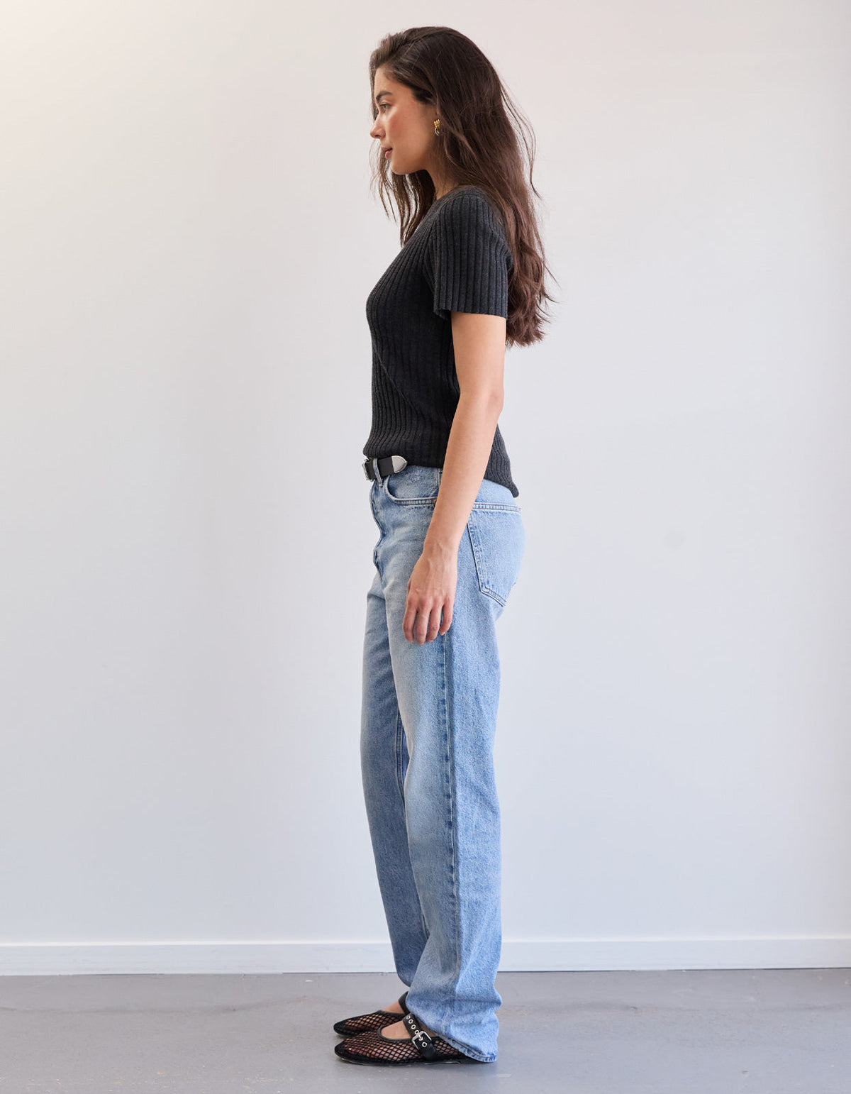 Hollie Knit Tee - Charcoal