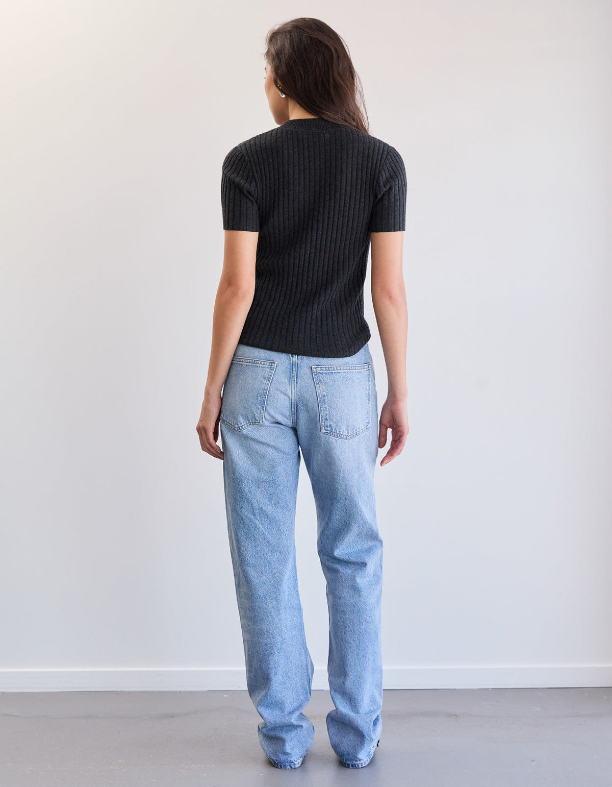 Hollie Knit Tee - Charcoal