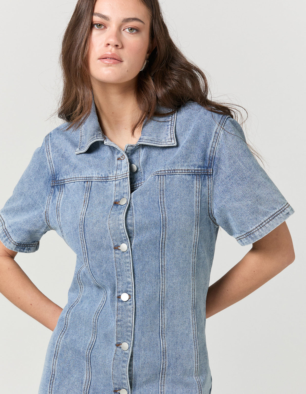 Delilah Denim Dress - Mid Blue