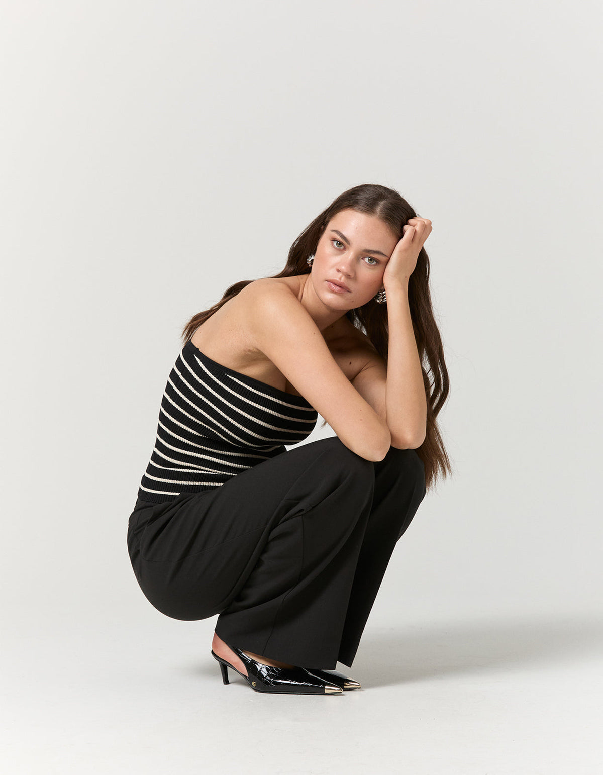 Tilly Knit Bustier - Black/Cream