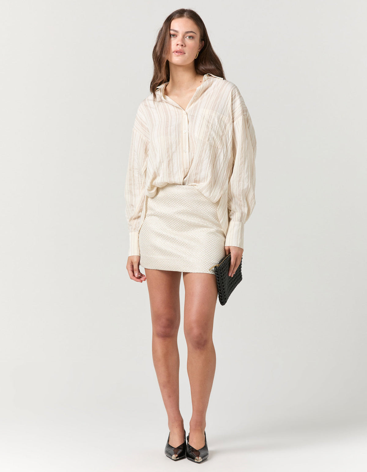 Emerald City Mini Skirt - Champagne Check