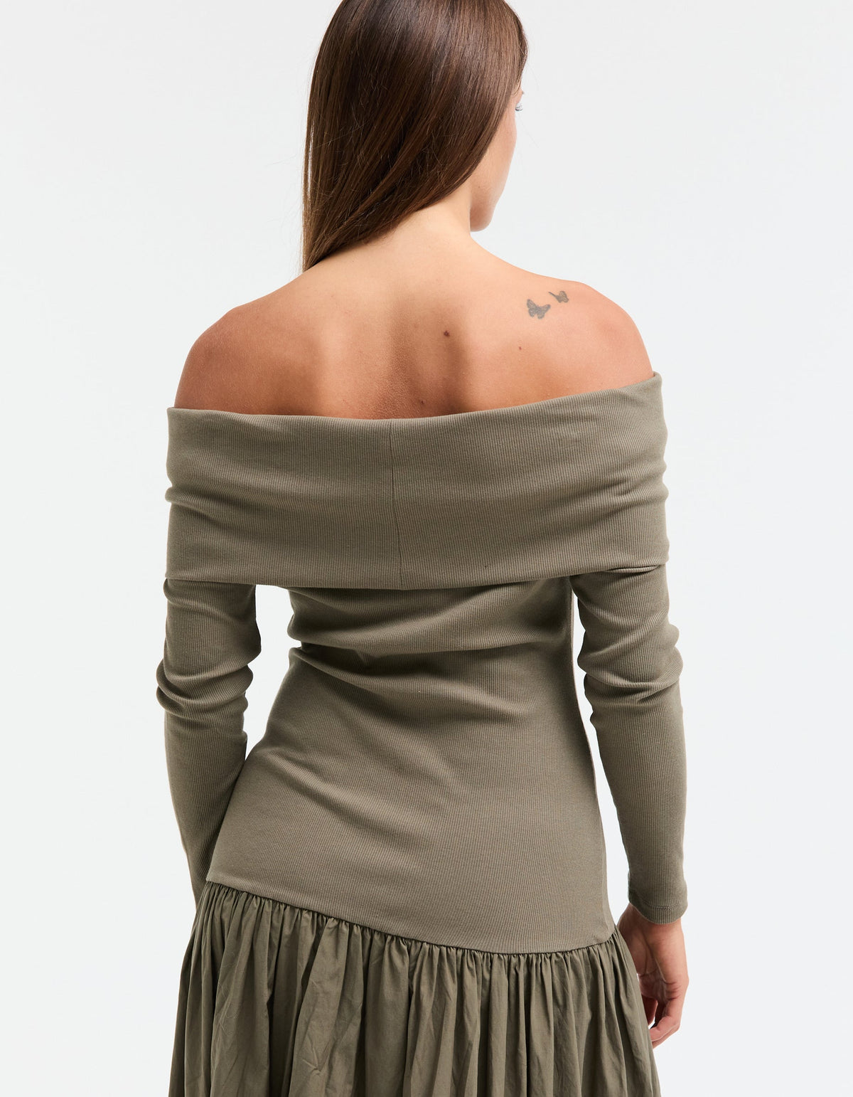 Bianca Off Shoulder Dress - Khaki
