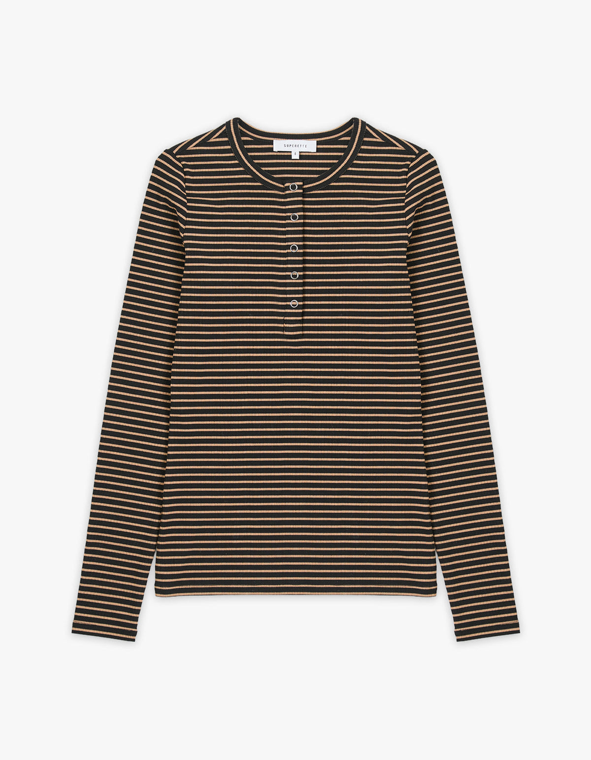 Eve Henley Top - Black/Brown