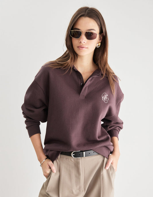 Cadillac Fleece Polo - Dark Chocolate
