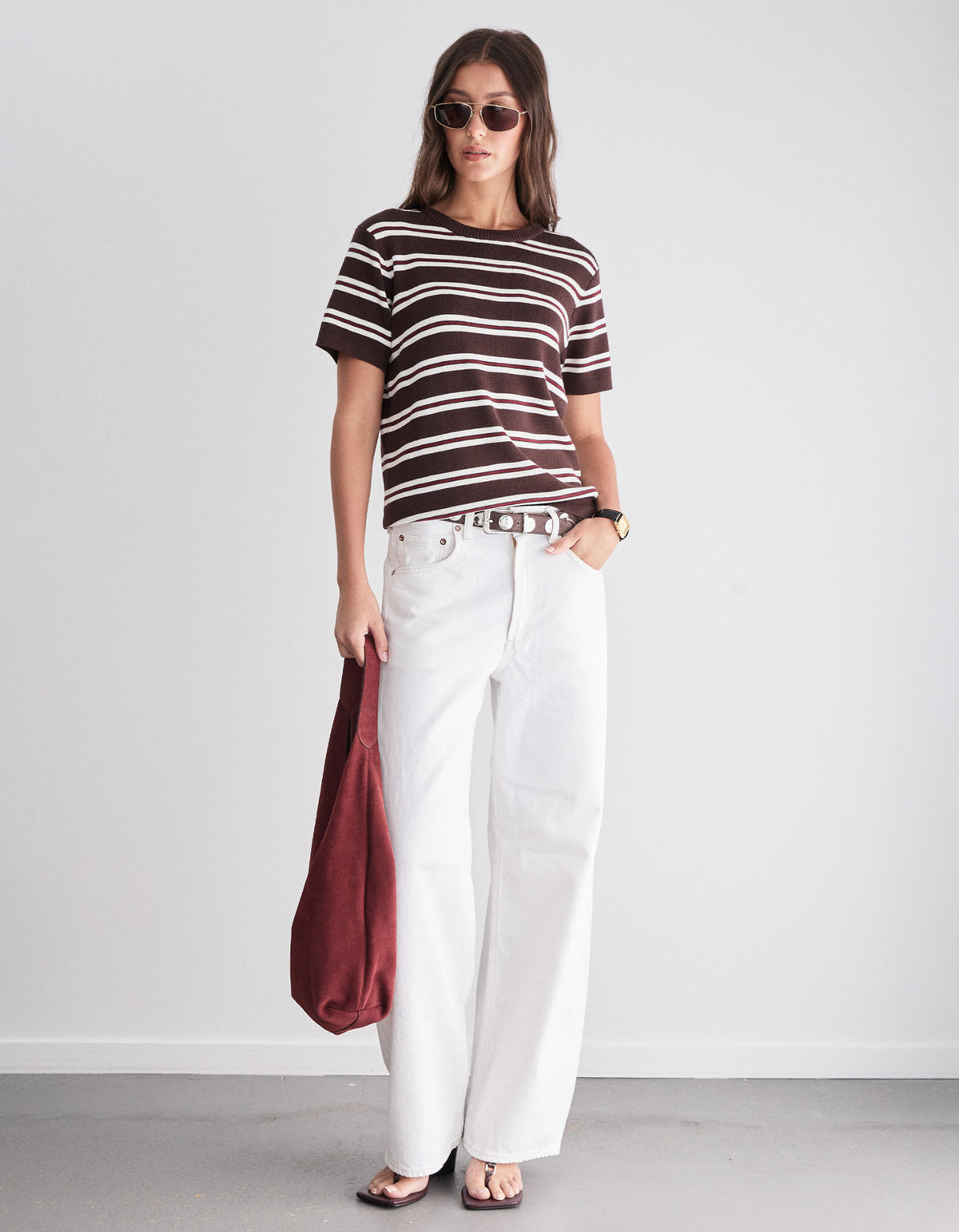 Lola Knit Tee - Espresso Stripe