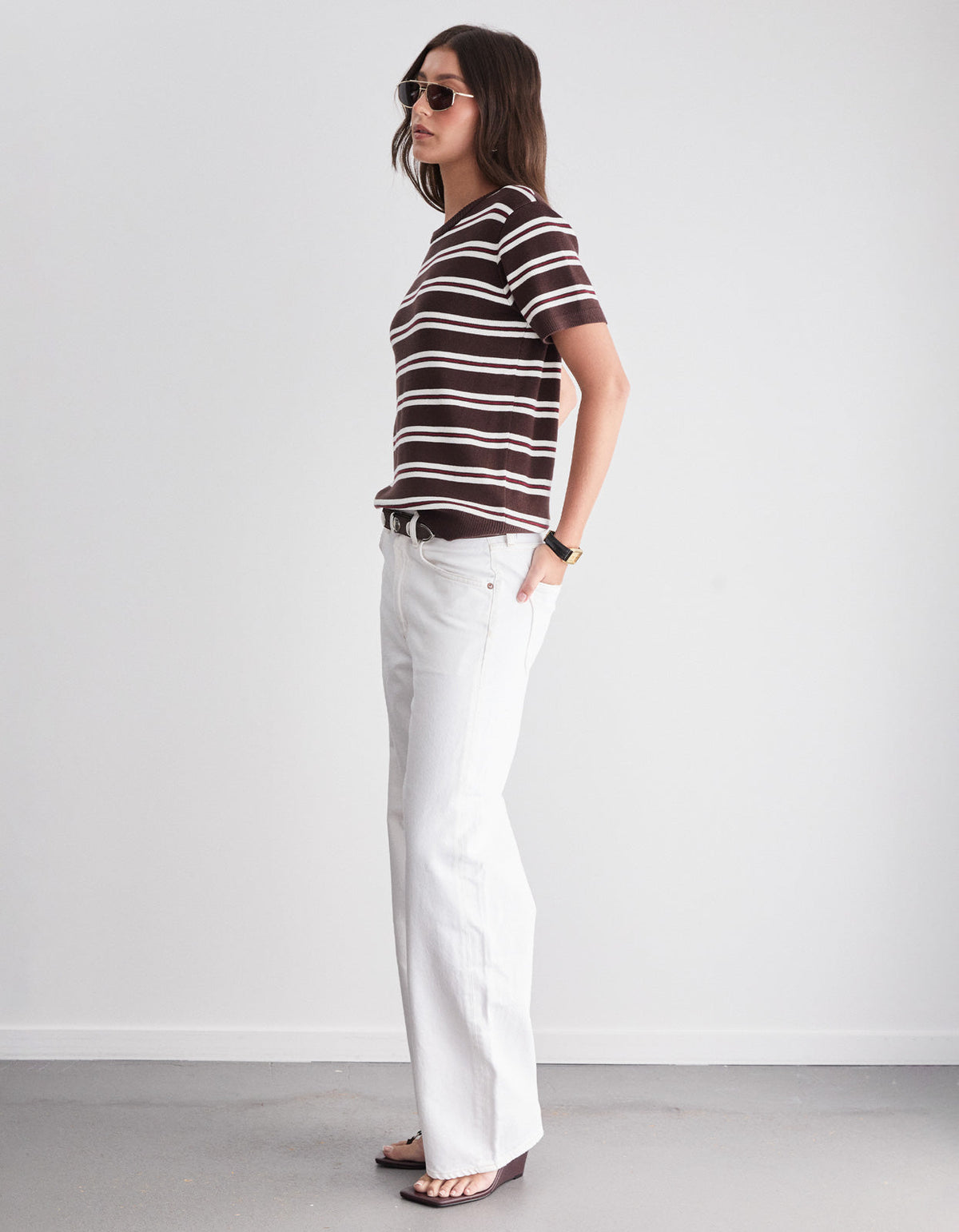 Lola Knit Tee - Espresso Stripe