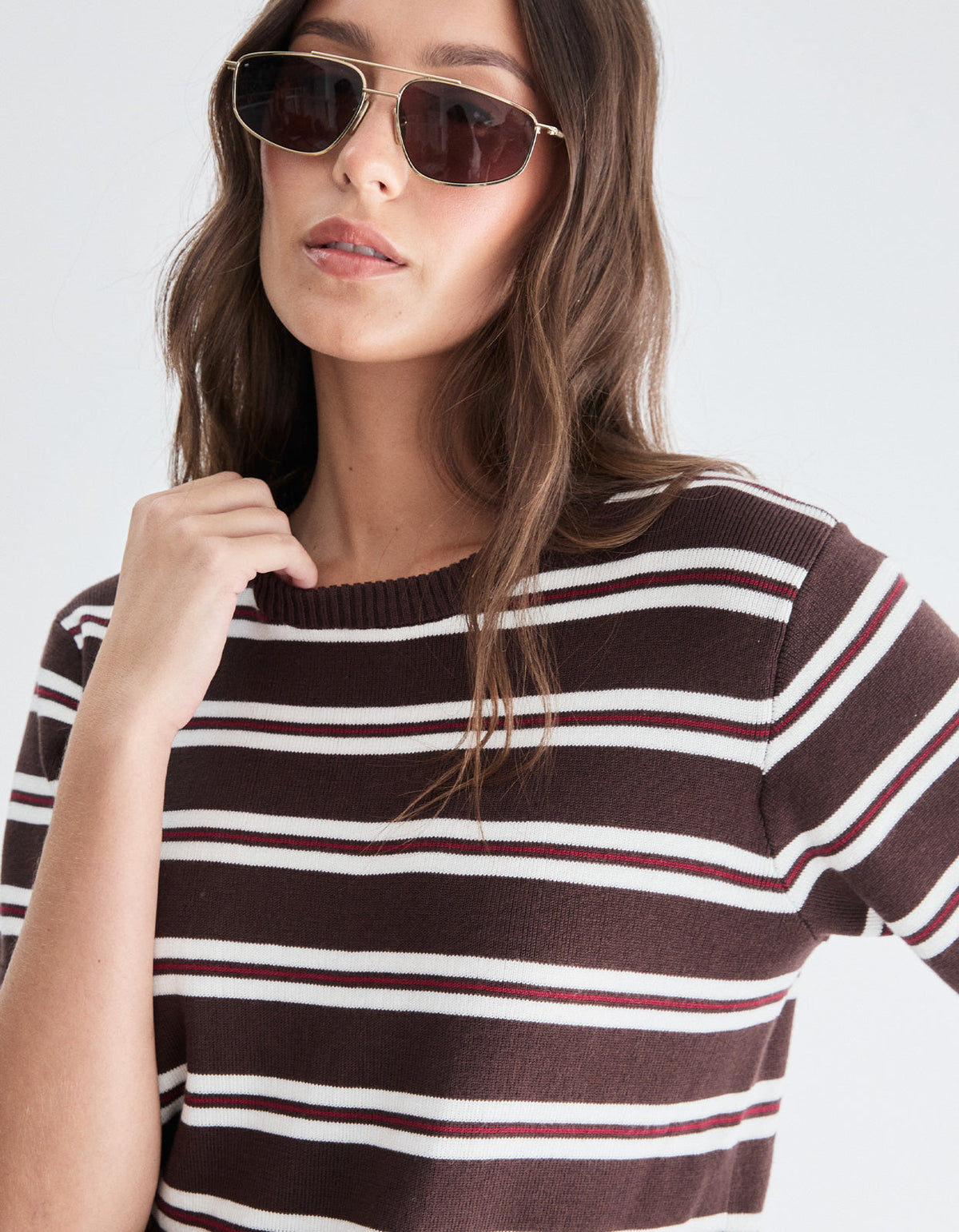 Lola Knit Tee - Espresso Stripe