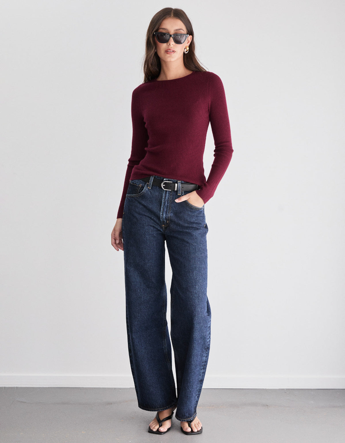 Wren L/S Knit - Burgundy