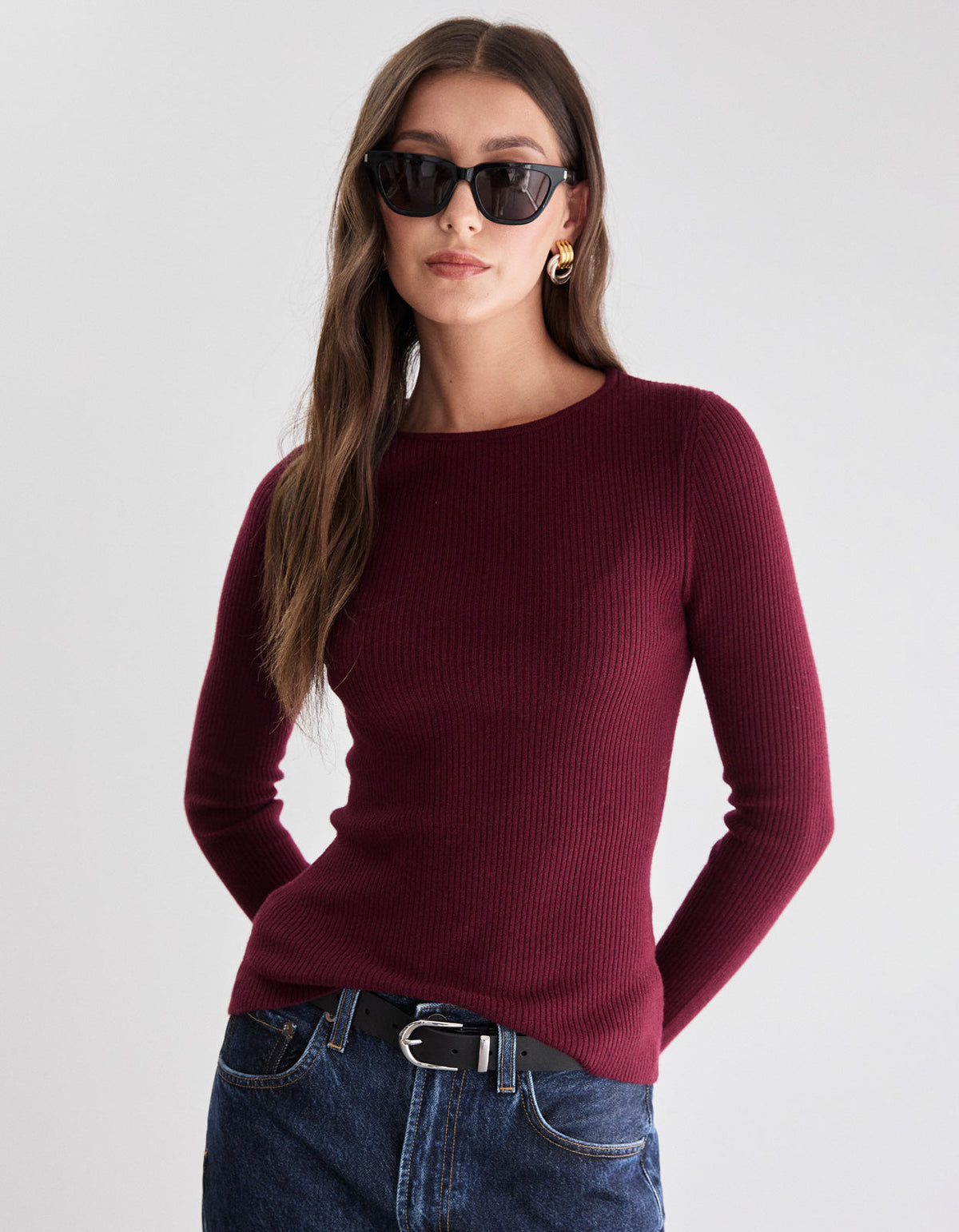 Wren L/S Knit - Burgundy
