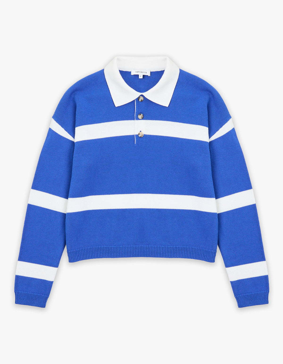 Hailey Knit Polo Jumper - Blue/White Stripe