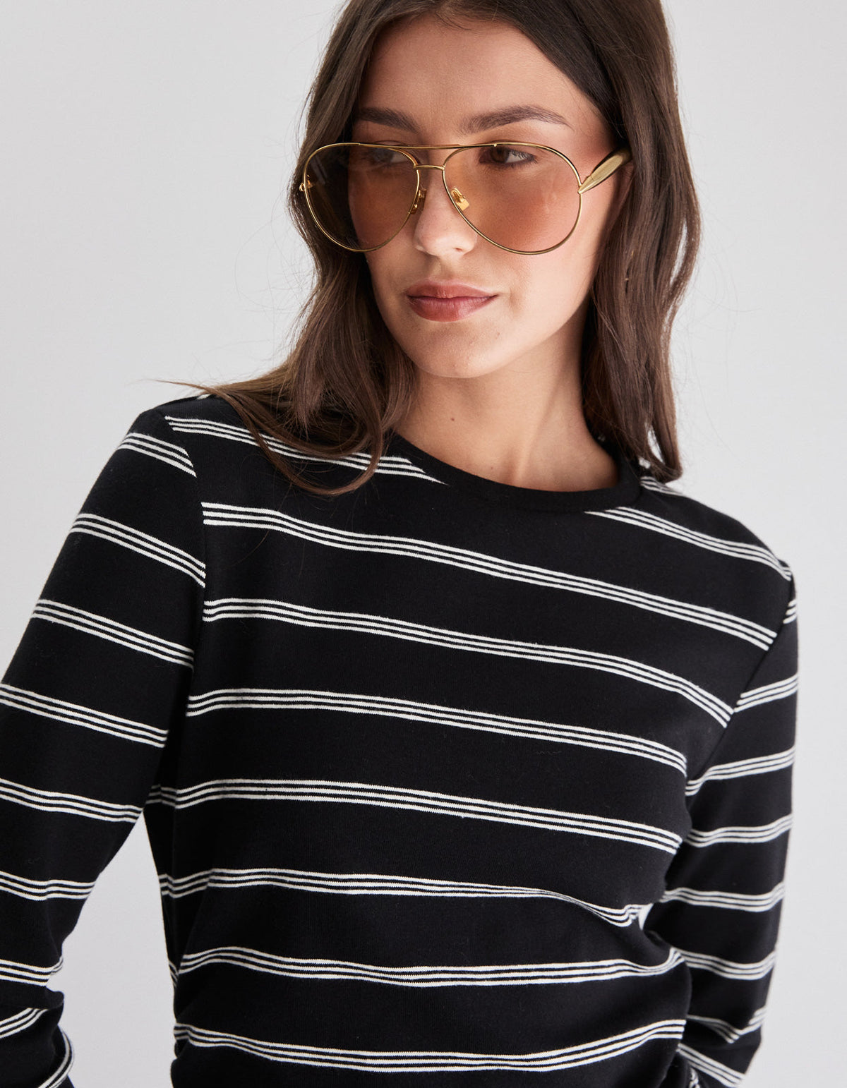 Cohen L/S Tee Dress - Black Stripe