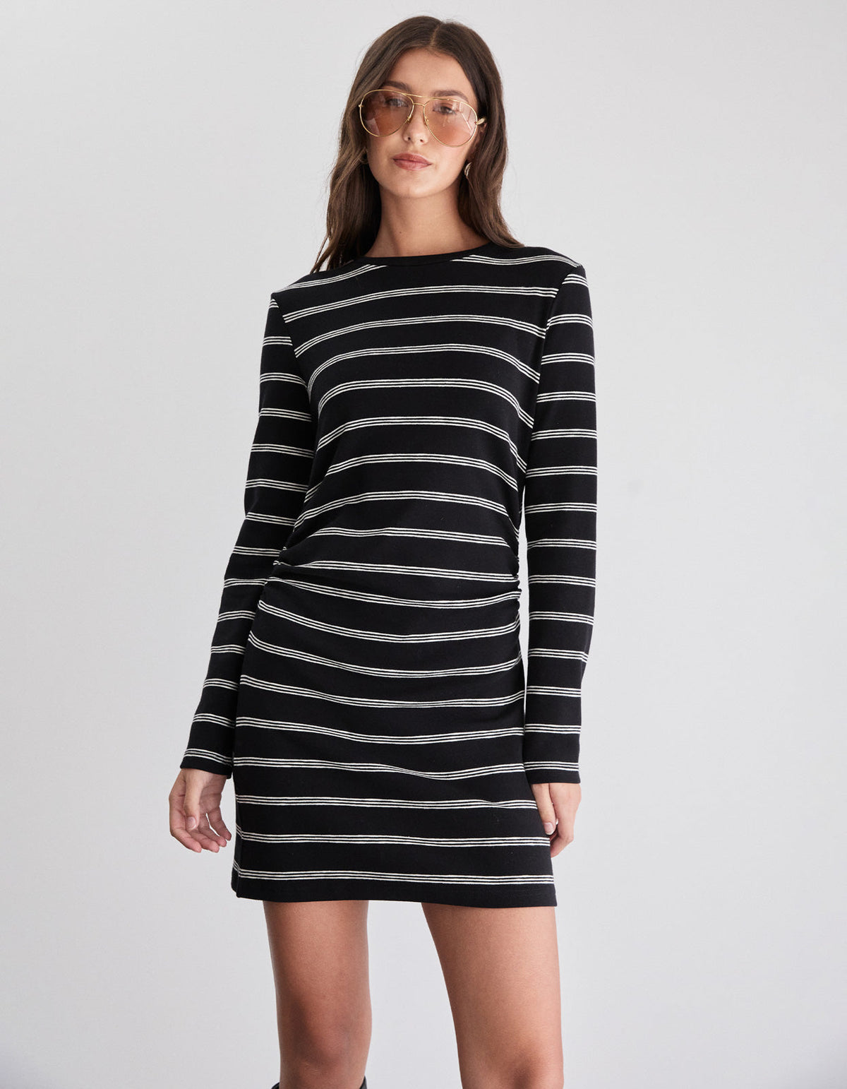 Cohen L/S Tee Dress - Black Stripe