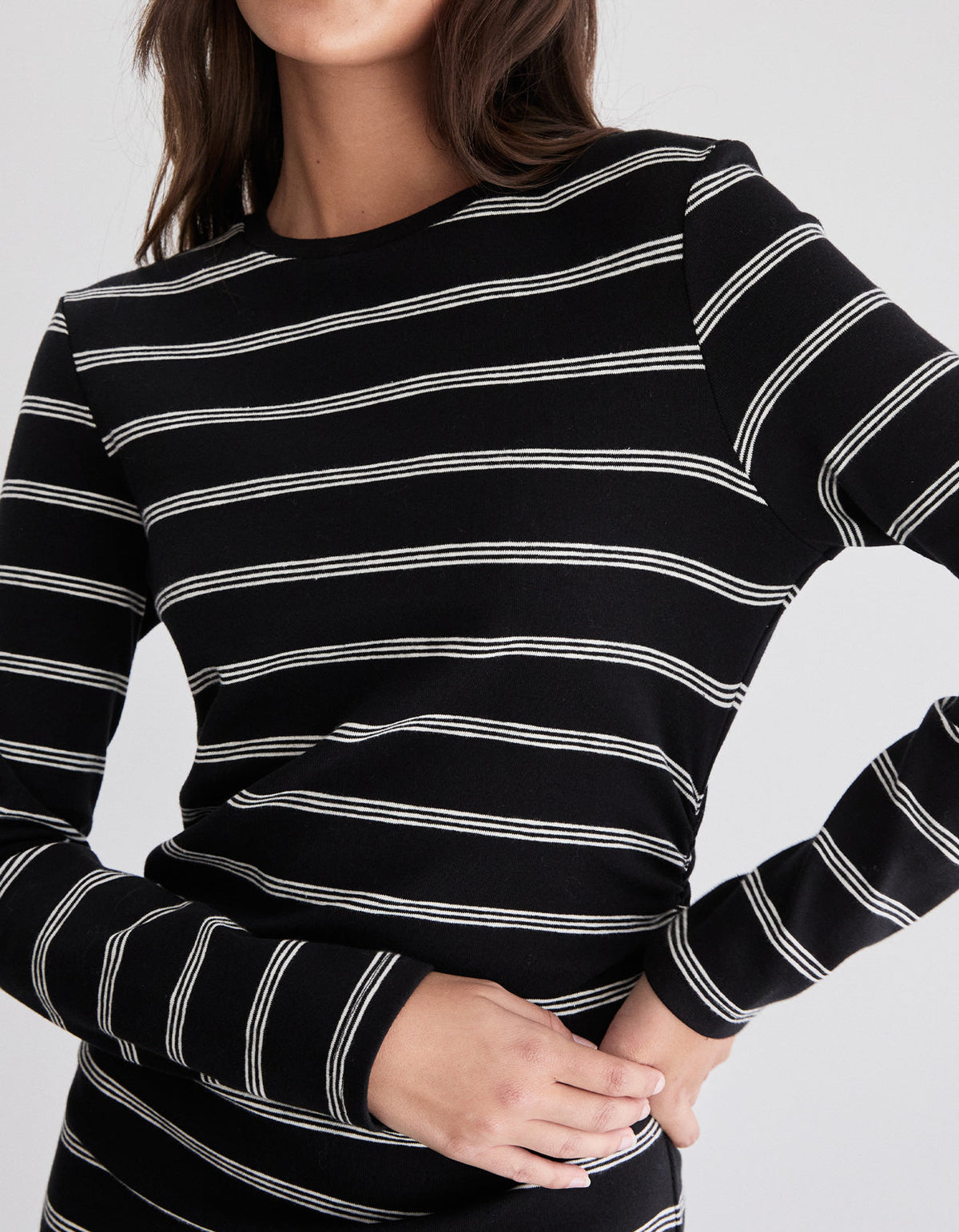 Cohen L/S Tee Dress - Black Stripe
