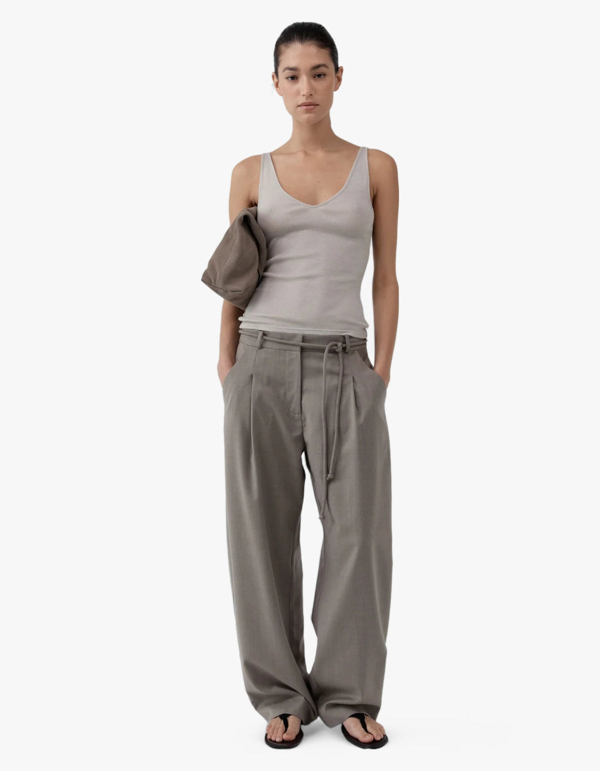 Tailored Barrel Pants - Light Taupe