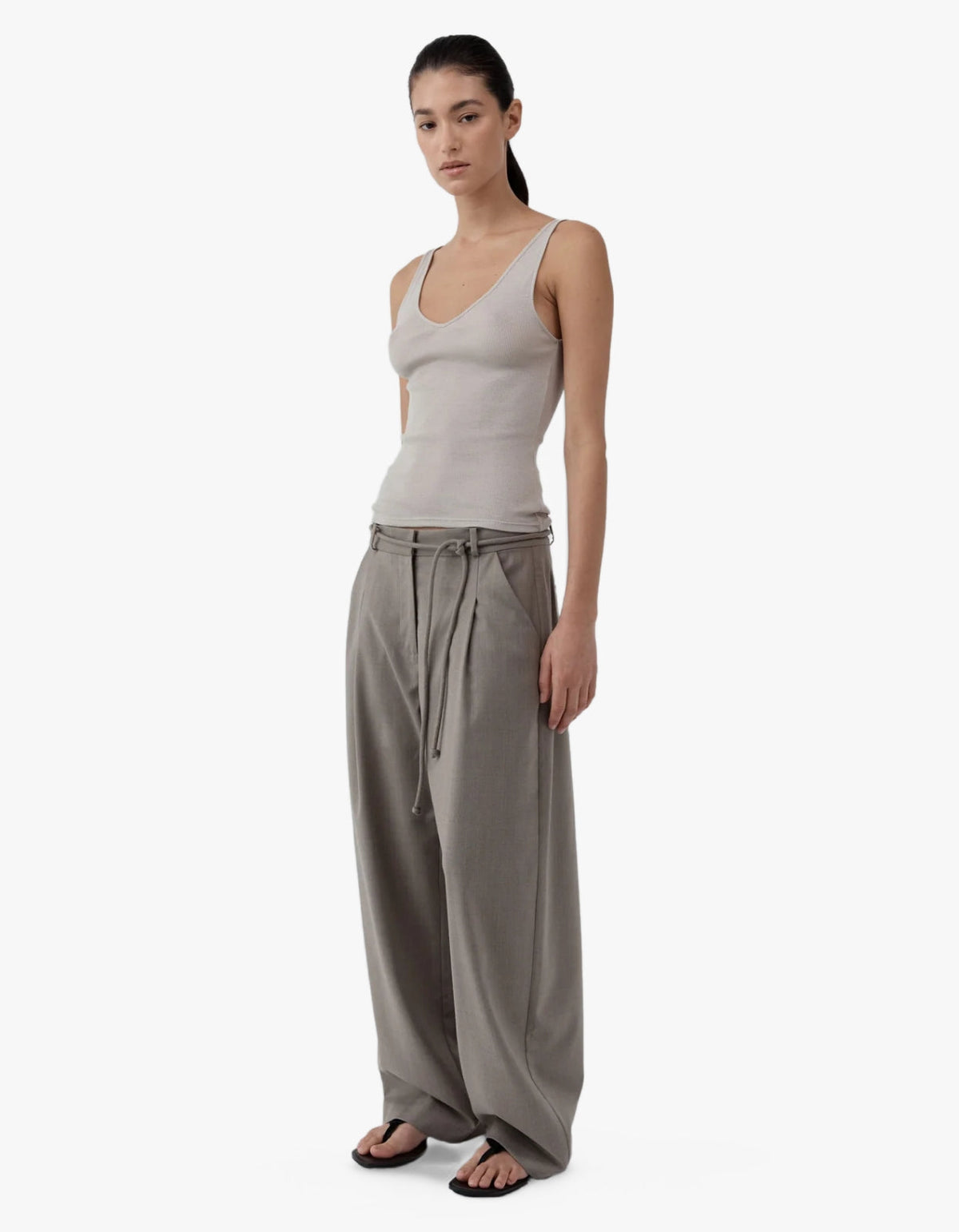 Tailored Barrel Pants - Light Taupe