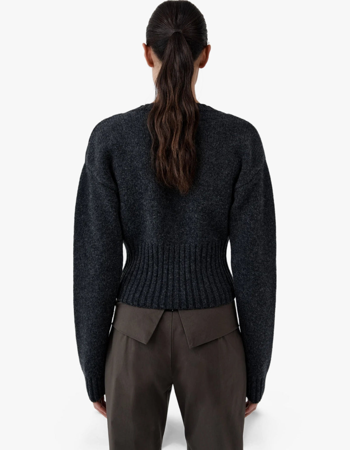 Wool Cardigan - Dark Charcoal Melange