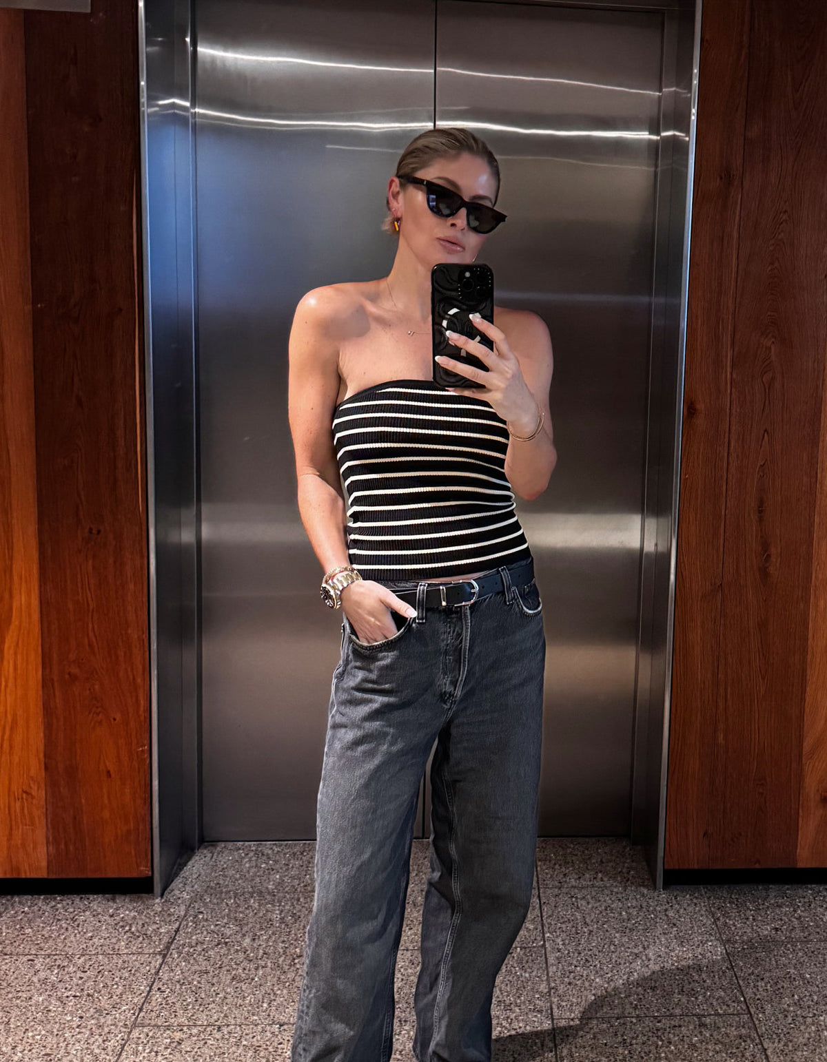 Tilly Knit Bustier - Black/Cream