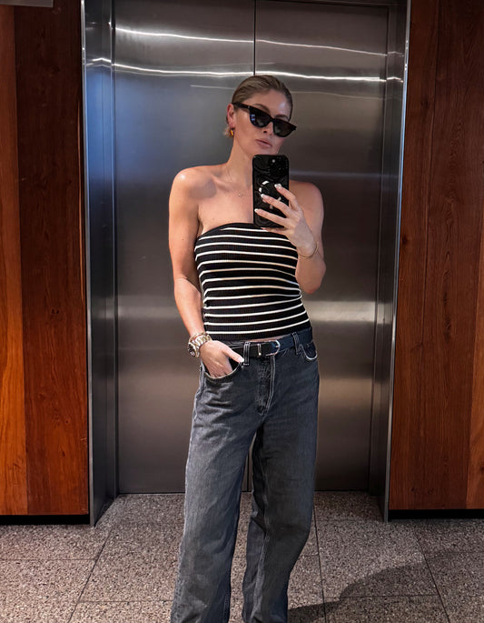 Tilly Knit Bustier - Black/Cream