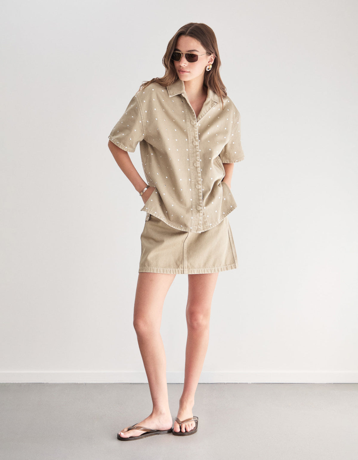 The Port Studded Shirt - Khaki
