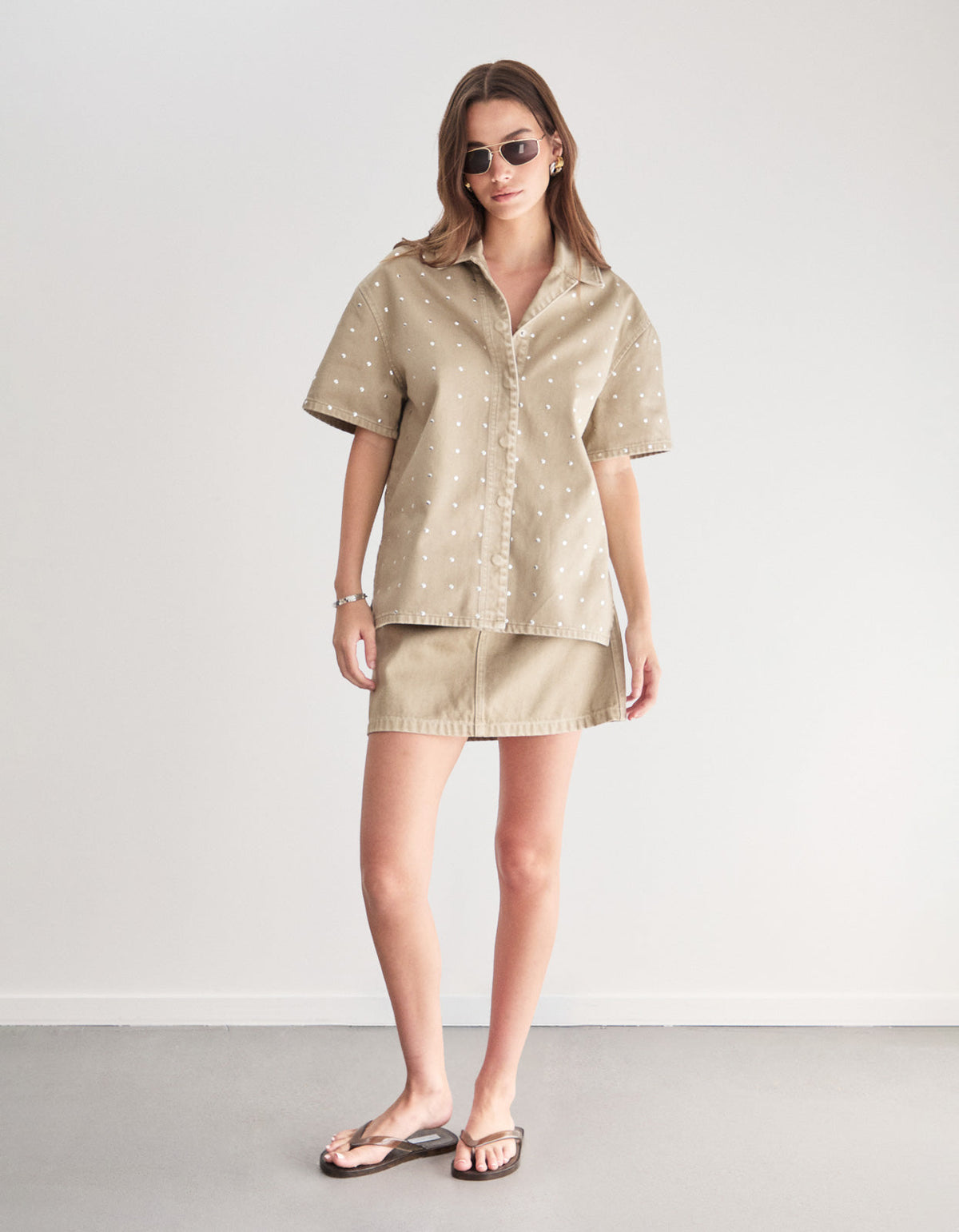 The Port Studded Shirt - Khaki