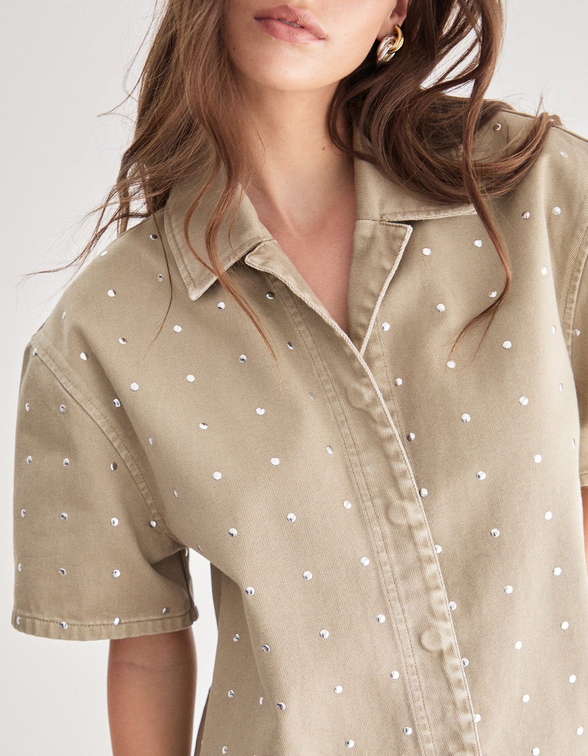 The Port Studded Shirt - Khaki