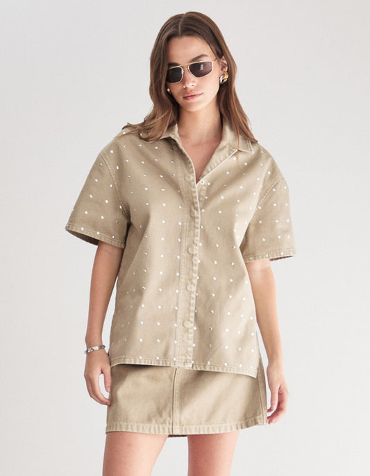 The Port Studded Shirt - Khaki