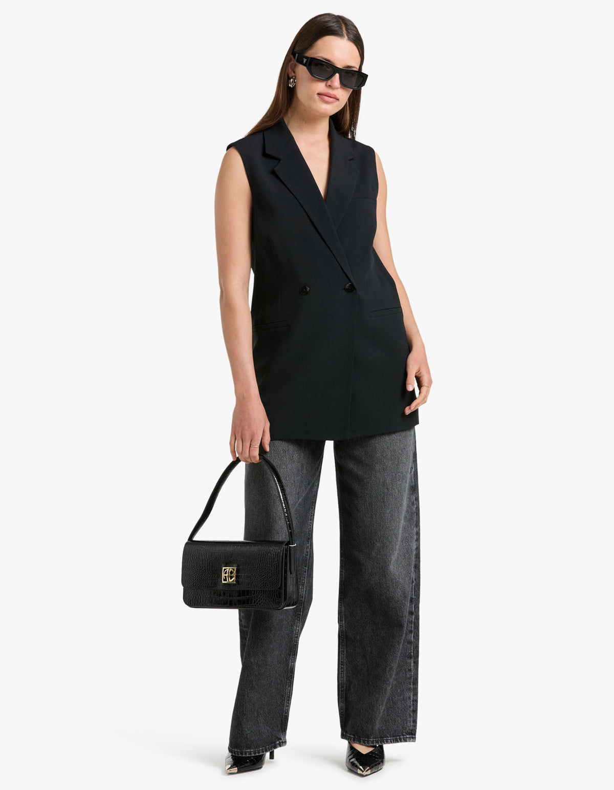 Monumental Sleeveless Blazer - Black