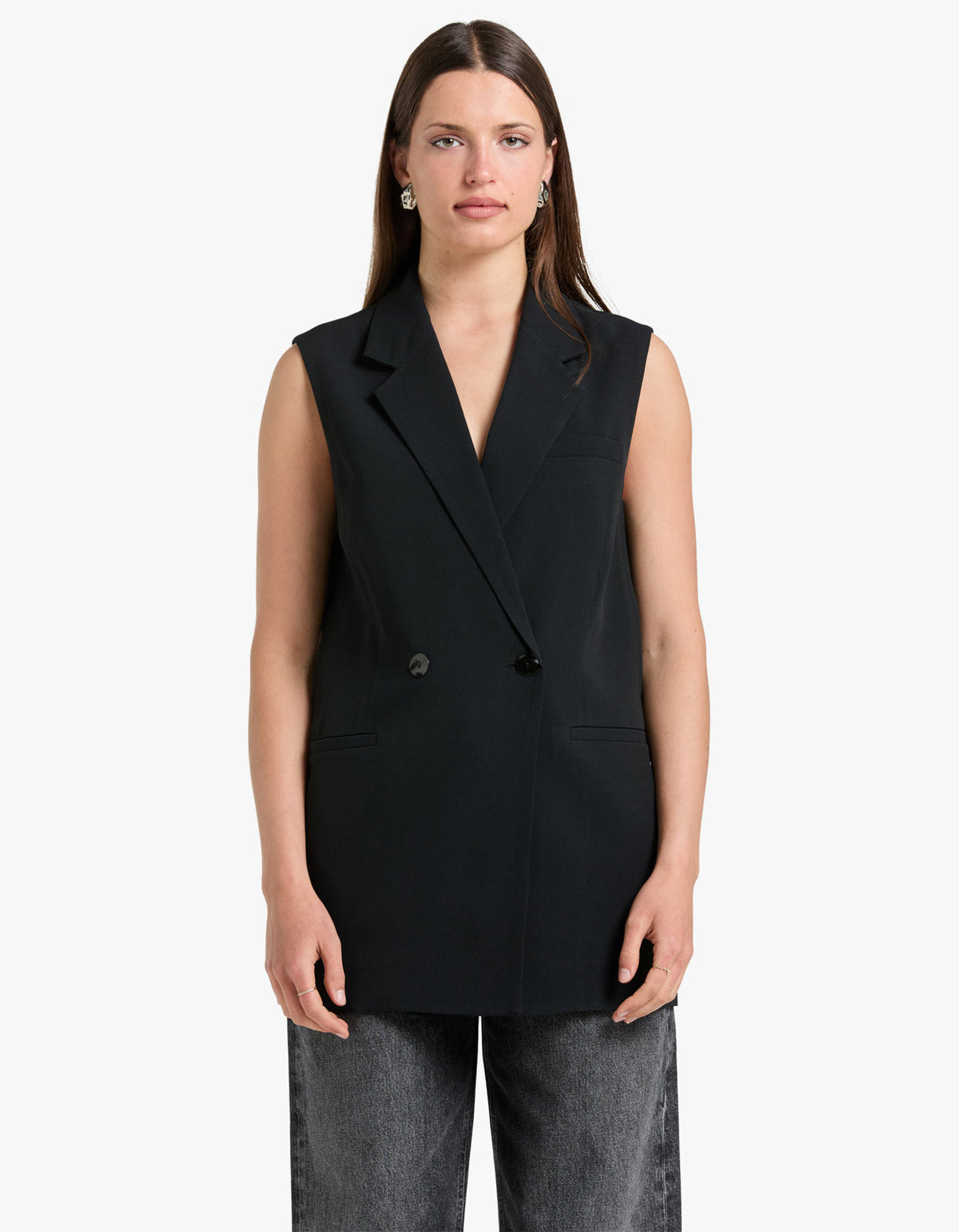 Monumental Sleeveless Blazer - Black