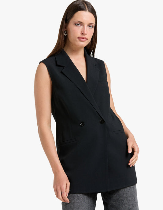 Monumental Sleeveless Blazer - Black