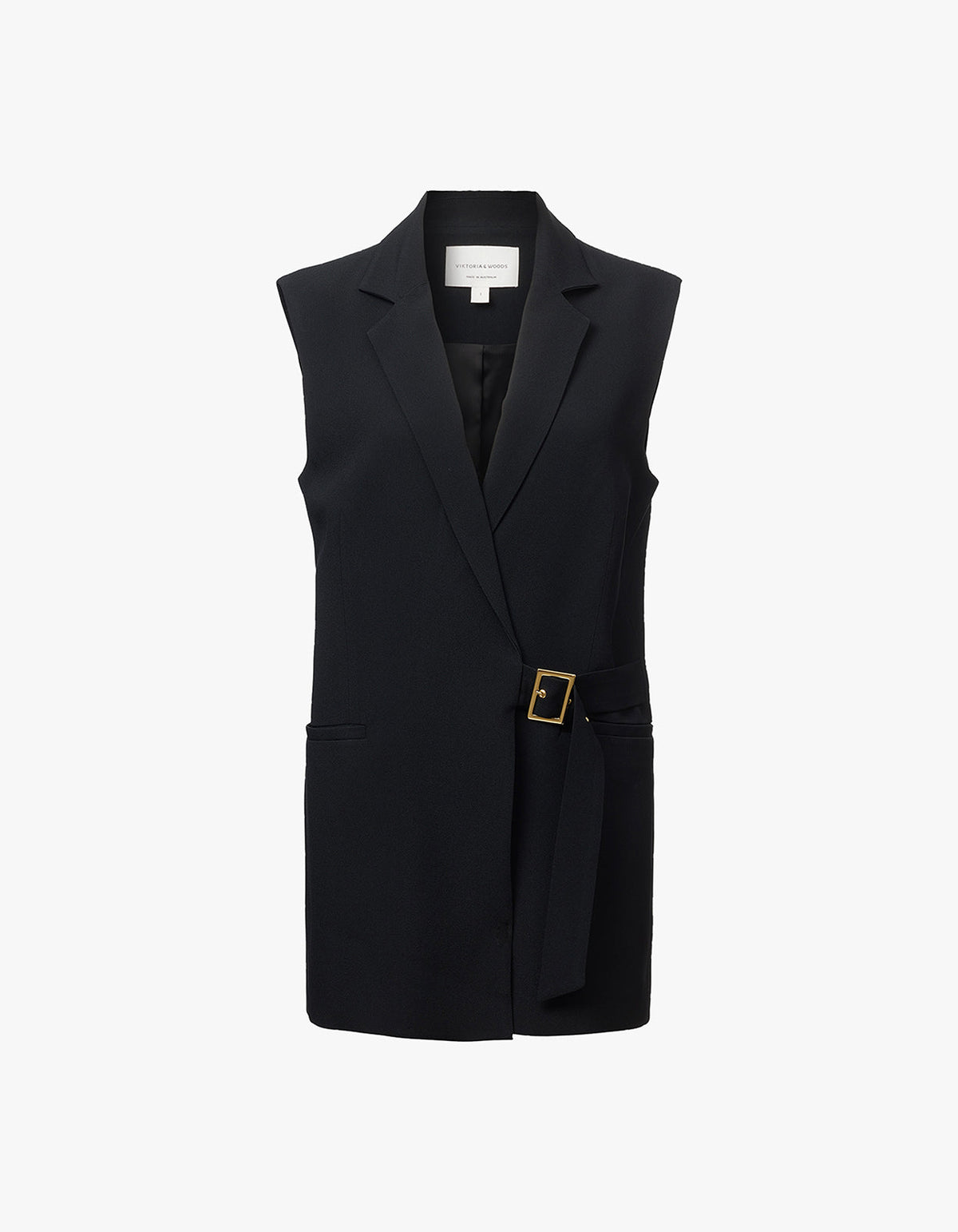 Renowned Sleeveless Blazer - Black