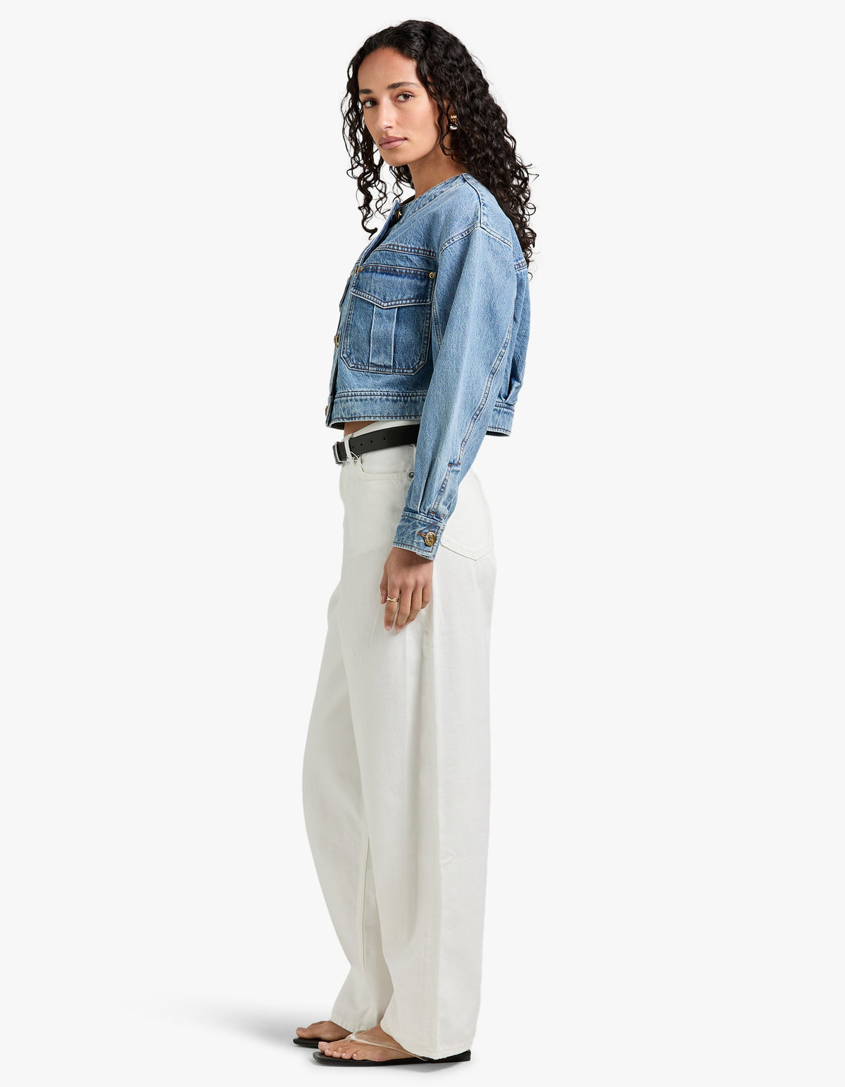 Denim Cropped Jacket - Dawn Blue