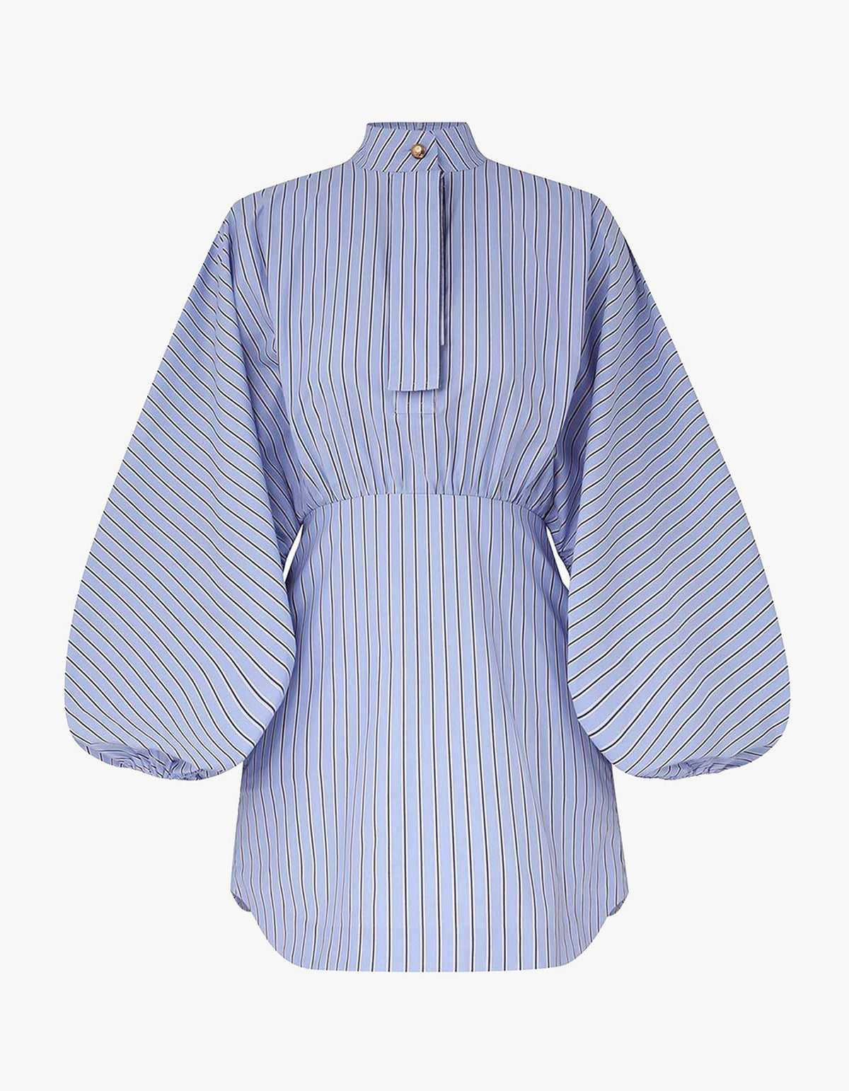 Drawstring Stripe Mini Dress - Hydrangea Stripe